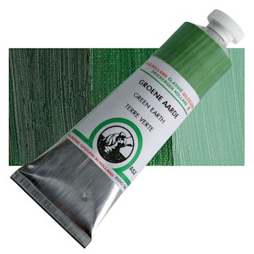 Open in modal - Old Holland Classic Oil Color - Green Earth, 40 ml tube and swatch