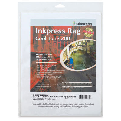 Inkpress Rag Digital Paper - Front of Cool Tone 25 sheet package with label