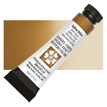 Open in modal - Daniel Smith Extra Fine Watercolor - Yellow Ochre, 5 ml Tube and swatch