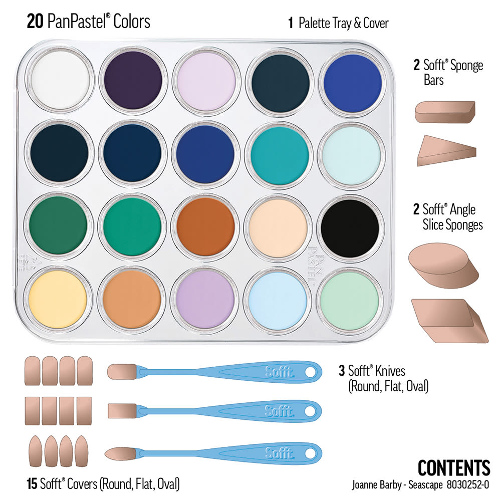 PanPastel Artists’ Painting Pastels Set - Joanne Barby Seascape Colors, Set of 20, contents