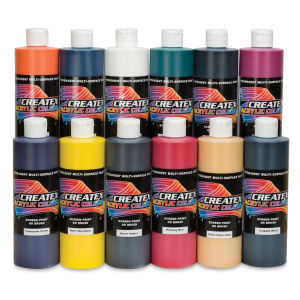 Createx Acrylics Paint Set - Assorted Colors Set of 12 Pint bottles shown