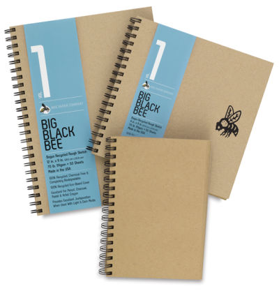 Recycled Rough Sketchbooks - Top view of Three sizes of Sketchbooks
