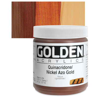 Golden Heavy Body Artist Acrylics - Quinacridone/Nickel Azo Gold, 8 oz Jar