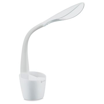 Open in modal - OttLite LED Desk Organizer Lamp - Side view of White lamp