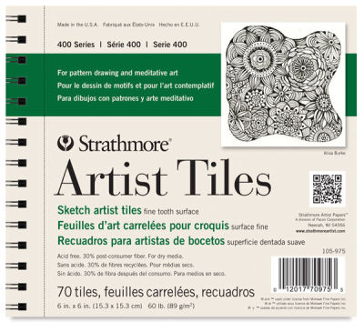 Strathmore 400 Series Sketch Artist Tiles - Front of white fine surface 70 pc Tile sheet notebook