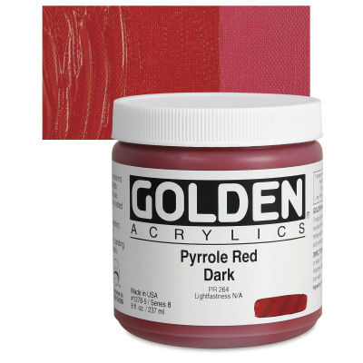 Golden Heavy Body Artist Acrylics - Pyrrole Red Dark, 8 oz Jar