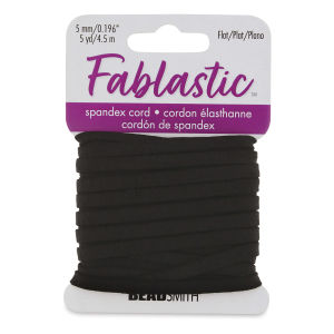 Fablastic Flat Stretch Cord - Black, 5 mm W x 5 yds L