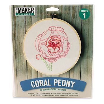 Open in modal - Leisure Arts Embroidery Kit - Coral Peony, front of the packaging