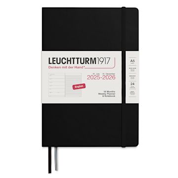 Open in modal - Leuchtturm1917 2026 18-Month Weekly Planner & Notebook - Black, A5, front cover