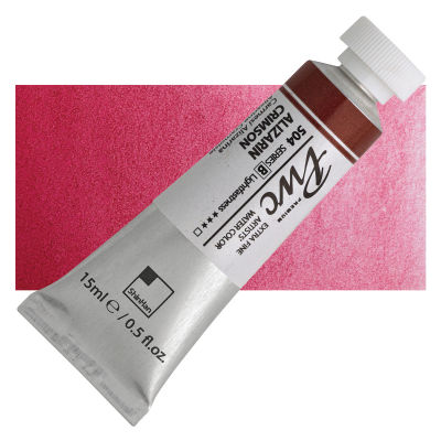PWC Extra Fine Professional Watercolor - Alizarin Crimson, 15 ml, Swatch with Tube