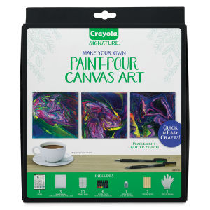 Crayola Signature Acrylic Make Your Own Paint-Pour Canvas Art Set (Front of packaging)