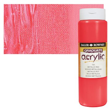 Open in modal - Daler-Rowney Graduate Acrylic Paint - Metallic Red, 500 ml bottle and swatch