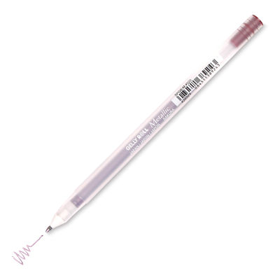 Sakura Gelly Roll Pen - Metallic Burgundy, Medium Tip (with cap off and swatch)