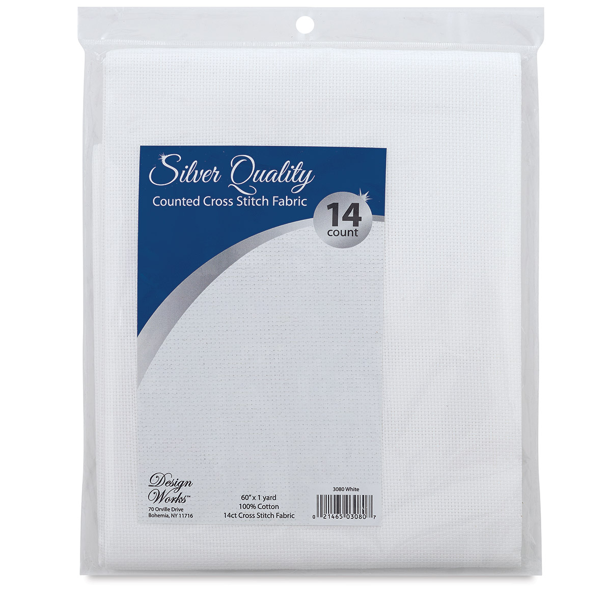 Design Works Silver Quality Aida 14 Count 60x36 White