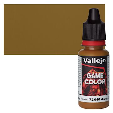 Open in modal - Vallejo Game Color Acrylic Paint - Leather Brown - Bottle and Swatch