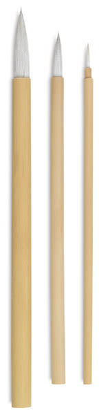 Blick White Hair Sumi Brush - 3 sizes of brush shown upright