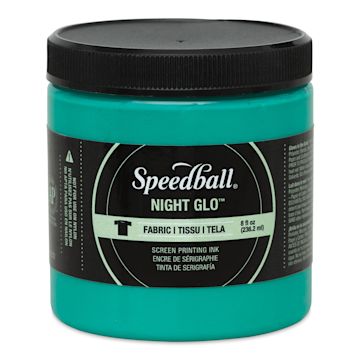 Open in modal - Speedball Night Glo Fabric Screen Printing Ink - Green, 8 oz, Jar (Front)