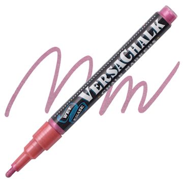 Open in modal - VersaChalk Wet Erase Liquid Chalk Marker - Metallic Ruby Red, 3 mm, swatch and marker