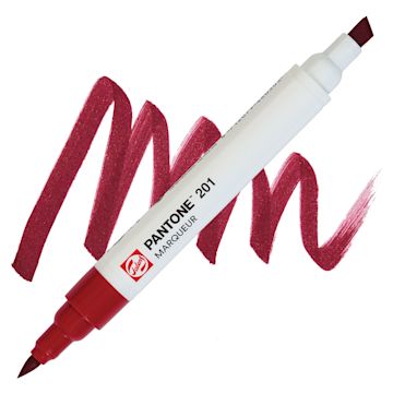 Open in modal - Pantone Dual Tip Marker - 201, swatch and marker