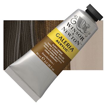 Open in modal - Winsor & Newton Galeria Flow Acrylic - Burnt Umber, 60 ml tube and swatch