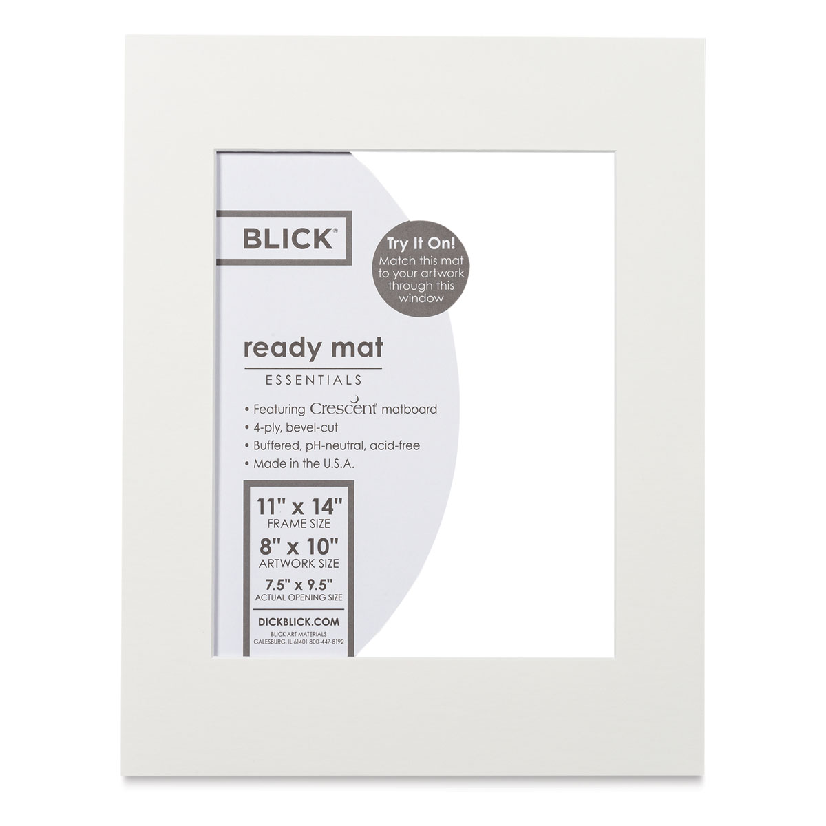 Blick PreCut Mat Manor White, 11" x 14" (71/2" x 91/2" Opening) BLICK Art Materials