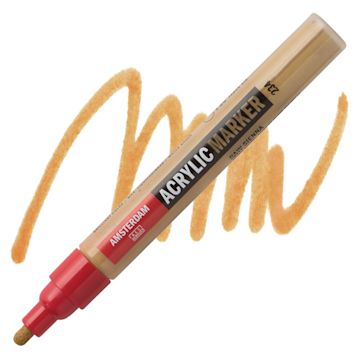 Open in modal - Amsterdam Acrylic Marker - Raw Sienna, 4 mm marker and swatch