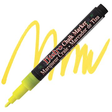 Open in modal - Marvy Uchida Bistro Chalk Marker  - Fluorescent Yellow, 3 mm marker and swatch