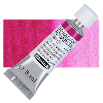 Open in modal - Schmincke Horadam Aquarell Watercolor - Purple Magenta, 5 ml tube and swatch