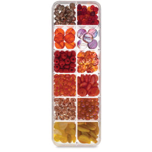 Czech Glass Bead Box Mixes - Components of Capeverdi Sunrise Bead Assortment in compartments