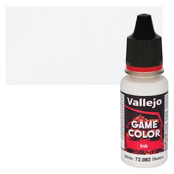Open in modal - Vallejo Game Color Acrylic Ink - White, 18 ml Bottle and Swatch