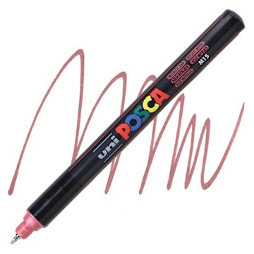 Open in modal - Posca Paint Marker - Metallic Red, X-Fine Tip, 0.7 mm - marker and swatch