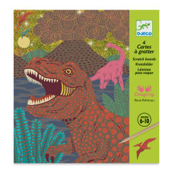 Djeco Petit Gift Scratch Board Kit - Dinosaurs (Front of packaging)