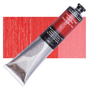 Open in modal - Sennelier Artists' Extra Fine Oil Paint - Cadmium Red Medium, 200 ml tube and swatch