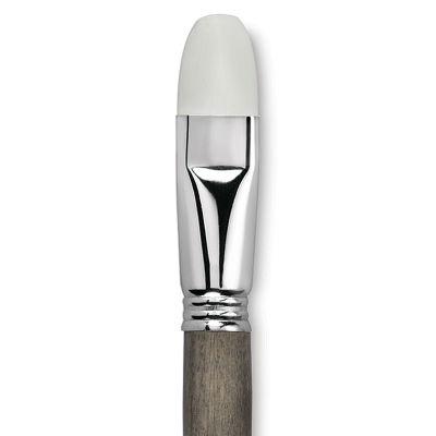 Escoda Perla Toray White Synthetic Brush - Bright, Short Handle, Size 22 (Close-up of brush)