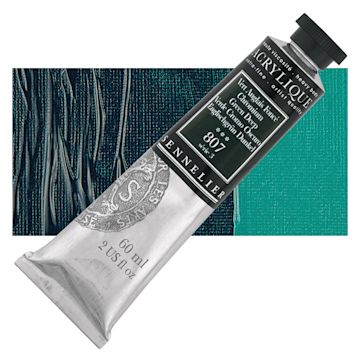 Open in modal - Sennelier Extra-Fine Artist Acrylique - Chromium Green Deep, 60 ml tube and swatch