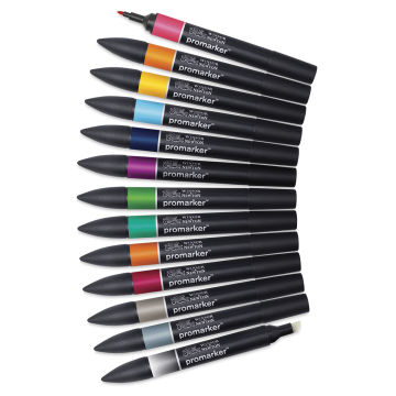 Winsor & Newton ProMarker - Tattoo Tones, Set of 13, markers laid out