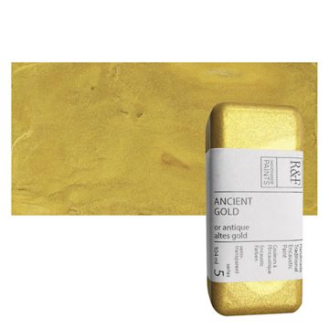 Open in modal - R&F Encaustic Paint Block - Ancient Gold, 104 ml, Block and swatch