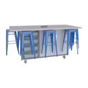 CEF Ed8 Work Table with Stools - Royal Blue, Folkstone Hex, 42"H