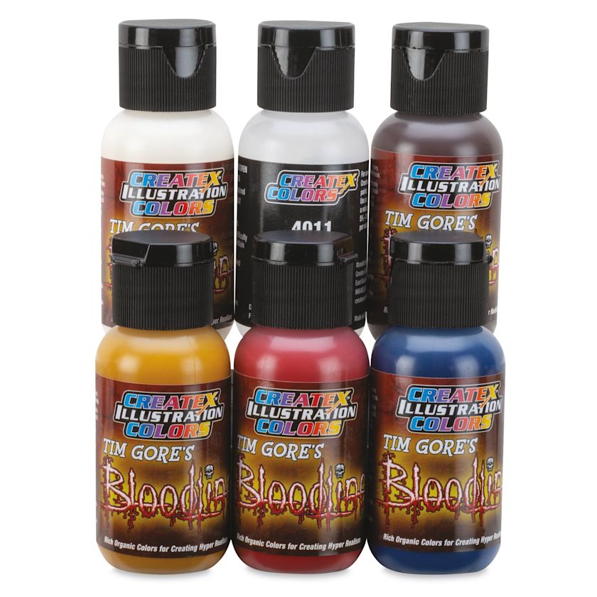 Createx Illustration Colors - Bloodline Type A-, Set Of 6, 1 Oz 