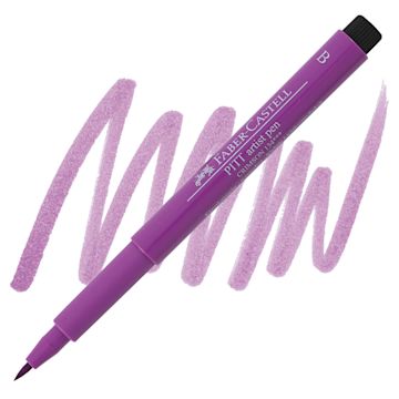 Open in modal - Faber-Castell Pitt Artist Pen - Crimson, Brush Nib pen and swatch