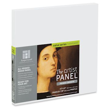 Open in modal - Ampersand Value Series Artist Panel - Smooth, 10" x 10", 7/8" Cradle