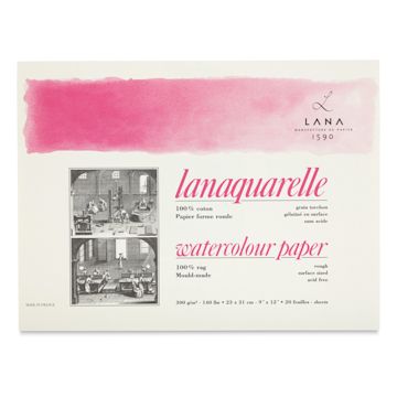 Open in modal - Lanaquarelle Watercolor Block - 9" x 12", Rough, 20 Sheets - front