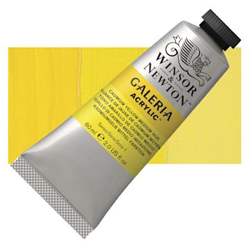 Open in modal - Winsor & Newton Galeria Flow Acrylic - Cadmium Yellow Medium Hue, 60 ml tube and swatch