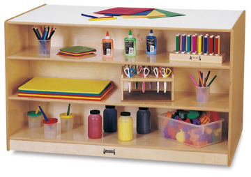 Jonti-Craft Mobile Storage Island -side with three open shelves shown