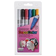 Decocolor Paint Markers - Set of 6, Primary Colors, Fine Tip