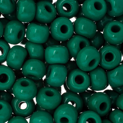 John Bead Czech Seed Beads - Medium Dark Green, Opaque, 32/0, 19 g