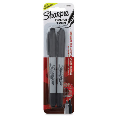 Sharpie Brush Twin Tip Markers - Black, Set of 2 (in package)