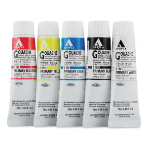 Holbein Acrylic Gouache - Primary Set, Set of 5 colors, 20 ml Tubes