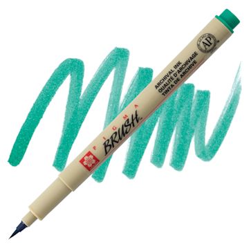 Open in modal - Sakura Pigma Brush Marker - Green marker and swatch