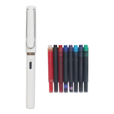 Lamy Safari Fountain Pen Set - White, Fine Nib (set contents)